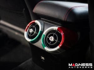 Alfa Romeo Giulia Interior Air Vent Cover Trim Kit - Carbon Fiber - Rear Set - Italian Theme - Feroce Carbon